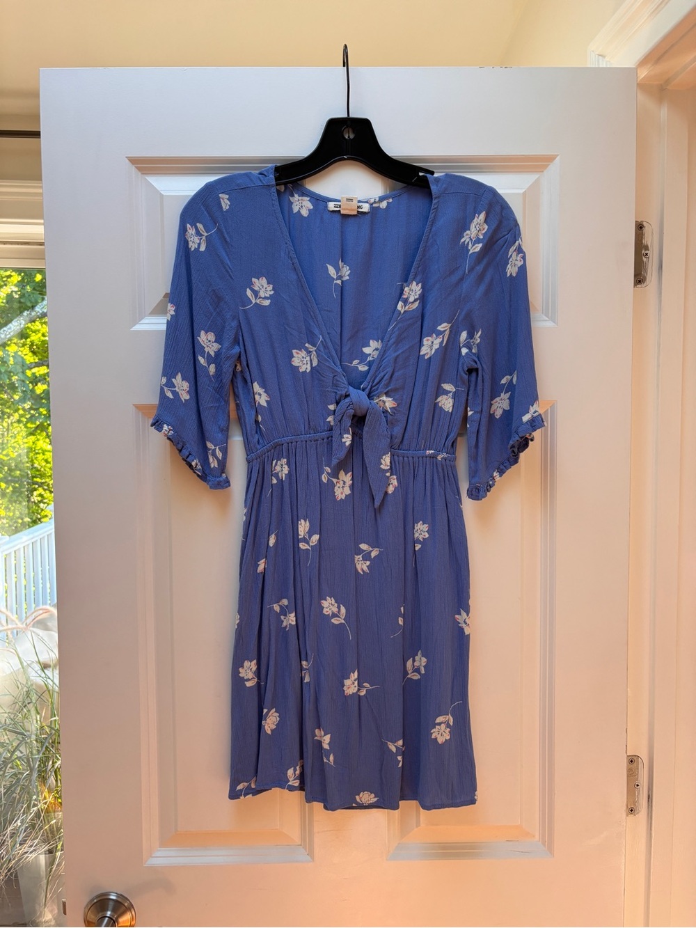 Billabong Blue Floral Tie-Front Mini Dress